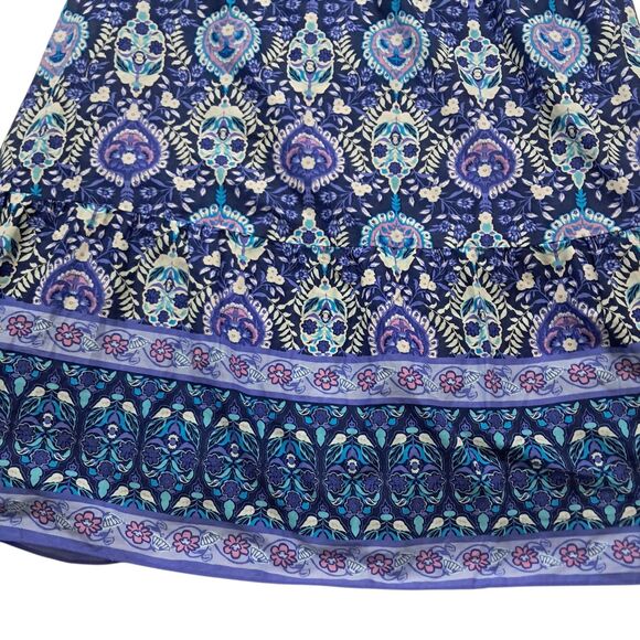 Talbots‎ Dress Women's 8 Blue Maxi Floret Medallion Sleeveless Floral Tie Boho - Picture 5 of 13